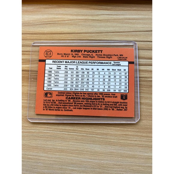 1990 Donruss Kirby Puckett MVP #BC-8 - Picture 2 of 2